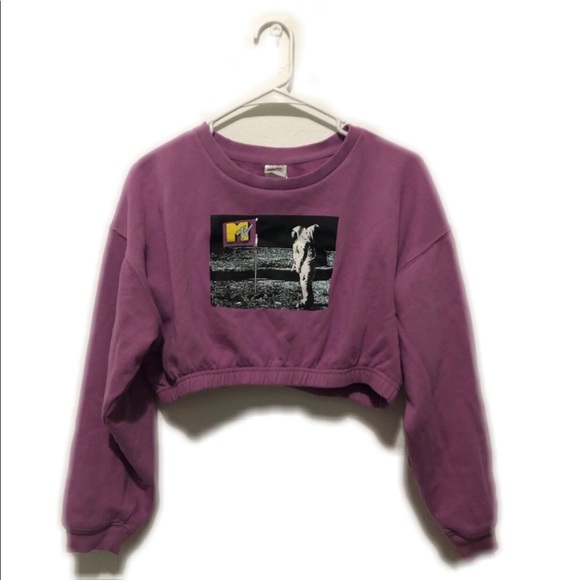 Tops - Vintage MTV  purple Crop Sweatshirt